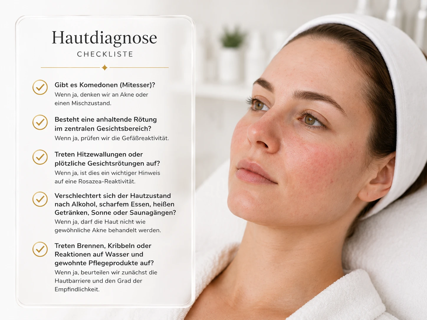Hautdiagnose Checkliste vor der Protokollwahl